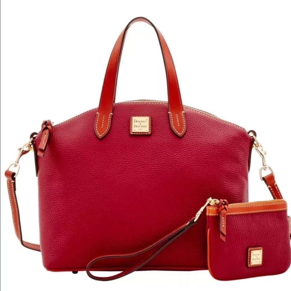 Dooney & Bourke Red Pebble Grain Satchel /Coin
